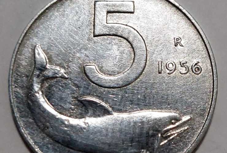 5 lire delfino 1956
